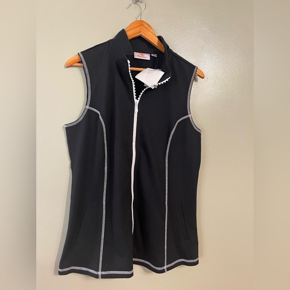 Quacker Factory Womens Black Sleeveless Zip-Up Vest Pockets Size M NWT - Picture 7 of 11